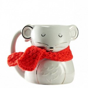 Кружка Кружка в форме мыши с шарфом создаст уютную атмосферу дома во время чаепития.