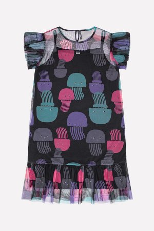 Платье(Весна-Лето)+girls (медузы на черном, черный)