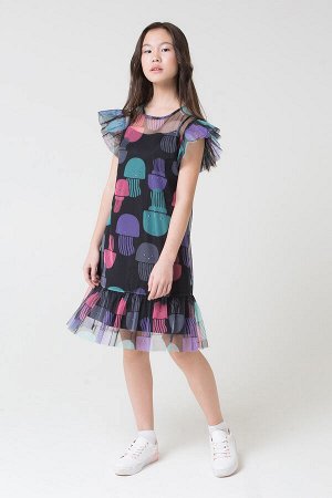 Платье(Весна-Лето)+girls (медузы на черном, черный)