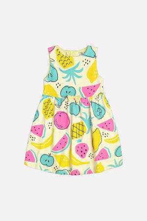 Платье(Весна-Лето)+girls (тропические фрукты на бледно-лимонном к1234)