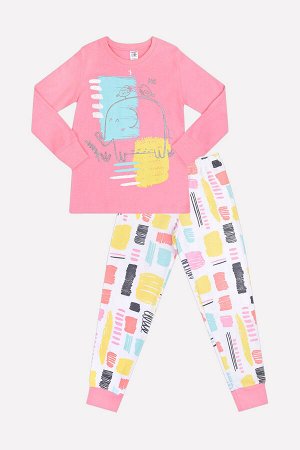 Пижама(Весна-Лето)+girls (тепло-розовый, цветные штрихи)