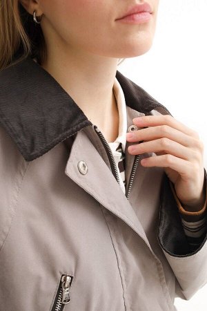 Парка утепленная женская серо-бежевая