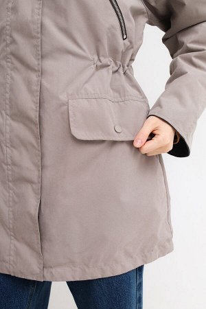 Парка утепленная женская серо-бежевая