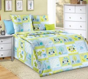 Комплект постельного белья в детскую кроватку, бязь "Люкс" (Дорис, голубой)