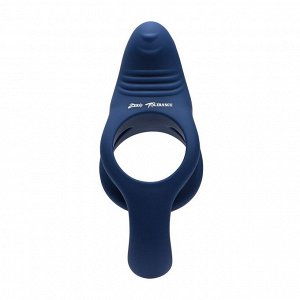 Синее эрекционное виброкольцо с двойным подхватом мошонки Ring Around The Rosy