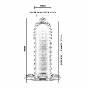 Прозрачная насадка на фаллос с закрытой головкой Penis Sleeve - 13,5 см.