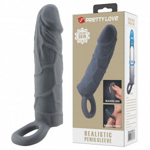 Серая удлиняющая насадка на пенис Large - 18 см.