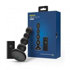 Черная анальная виброёлочка Nexus Tornado Beaded Probe с функцией вращения