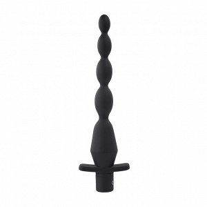 Черная анальная елочка с вибрацией Vibrating Butt Beads - 22 см.