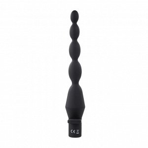 Черная анальная елочка с вибрацией Vibrating Butt Beads - 22 см.