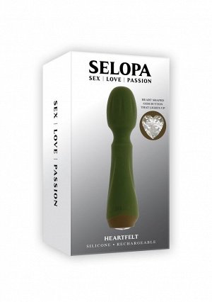 Мини-вибромассажёр цвета хаки Heartfelt - 13,4 см.