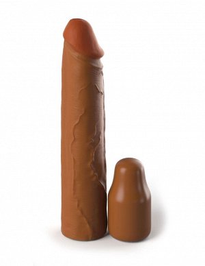 Коричневая насадка на член 2" Silicone X-tension - 20,3 см.