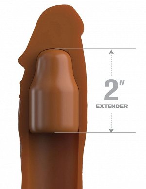 Коричневая насадка на член 2" Silicone X-tension - 20,3 см.