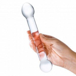 Прозрачный стеклянный фаллос для стимуляции точки G Curved Glass - 17 см.
