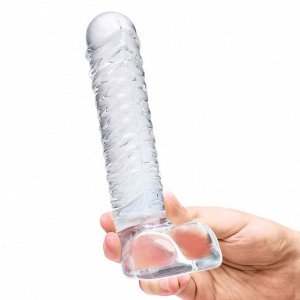 Прозрачный фаллоимитатор 8" Realistic Ribbed Glass Dildo - 20,3 см.