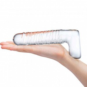 Прозрачный фаллоимитатор 8" Realistic Ribbed Glass Dildo - 20,3 см.