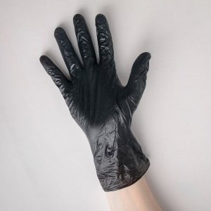 Перчатки виниловые, размер M, 100 шт/уп, цвет чёрный