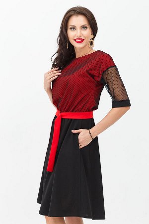 Платье Очарование красного (Хилена) с пояском П1151-13