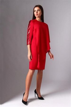 Платье Платье МиА-Мода 1093-1 красный 
Состав ткани: Вискоза-33%; ПЭ-62%; Спандекс-5%; 
Рост: 164 см.

Платье женское комбинированное для торжественных случаев.Основное платье прямого силуэта из текс