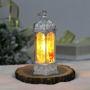 Сувенир с подсветкой "Лампа - Зимнее волшебство" 5*6*13 см, Серебро