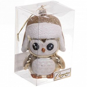 Ёлочная игрушка "Новогодний пингвин" 7*6*11 см, шампань
