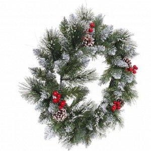 Венок хвойный новогодний "Сверкающие кристаллы" ПВХ, леска, 50 см (SQ736-50)