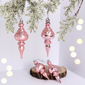 Елочные украшения "Glamour" 10 см (набор 4 шт), Розовое золото