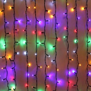 Гирлянда для улицы ЗАНАВЕС "Мерцание" ш2* в6,0 м 960 ламп LED, чёрный провод,1 реж.,IP-65, Мультицвет  (возможность соединения)