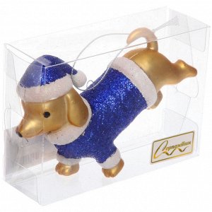 Ёлочная игрушка "Волшебная такса" 3,5*12*8,5 см, Сапфир