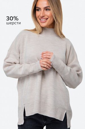 Женский джемпер оверсайз с воротником-стойкой