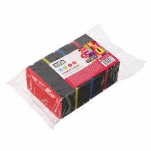 VETTA Набор губок для мытья посуды BLACK, 4 шт, 10,7х6,5x4 см, цветной абразив