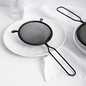 BY COLLECTION Сито с ободом и ручкой 12см, черное, нерж. сталь
