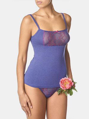 LUI et ELLE EC2121 lilas fonce melange Майка женская на тонких бретельках