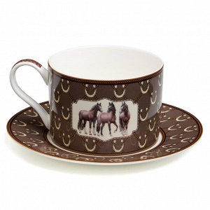 Фарфоровый чайный набор Horse Club на 4 персоны, 8 предметов, чашки 300 мл