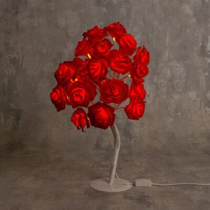 Светодиодный куст 0,45 м, "Розы красные", 24 LED, 220V, моргает Т/БЕЛЫЙ