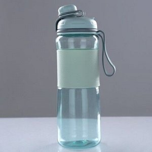 Бутылка для воды 600 мл, крышка с соской, на браслете, вставка из резины, микс, 6.5х22 см
