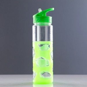 Бутылка для воды 700 мл, прозрачная, с пластиковой мозаикой до середины, микс, 7х26 см