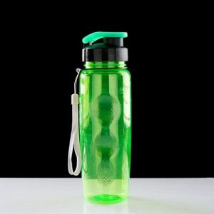 Бутылка для воды 650 мл, спортивная, на шнурке, микс, 7х23 см