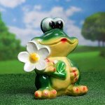 Садовая фигура &quot;Лягушка с ромашкой&quot;, 18х25х28см, МИКС