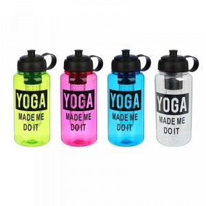 Бутылка для воды 1000 мл Yoga, спортивная, с отсеком для фруктов, поильник, микс, 9х23 см