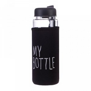 Бутылка для воды "My bottle", 500 мл, в чехле, крышка винтовая, чёрная, 6.5х6.5х19 см