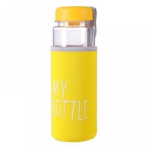 Бутылка для воды "My bottle", 500 мл, в чехле, крышка винтовая, жёлтая, 6.5х6.5х19 см