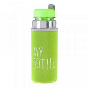 Бутылка для воды "My bottle" с винтовой крышкой, 500 мл, в чехле, зелёная, 6.5х6.5х19 см