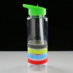 Бутылка для воды 720 мл, прозрачная, с резиновыми колечками, микс, 7х9х23 см