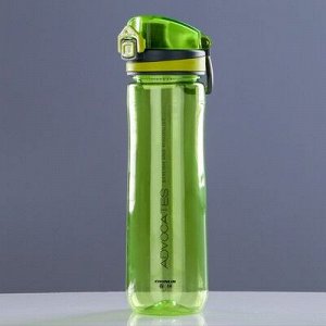 Бутылка для воды с поильником и откидной крышкой с кнопки, 600 мл, микс, 7х25 см