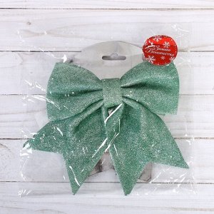 Ёлочная игрушка «Зимнее волшебство. Бант блеск» пластик, 20x18 см, светло-зелёный