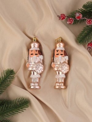 Ёлочные игрушки 2 шт. «Зимнее волшебство. Щелкунчик», 14x3 см, золото