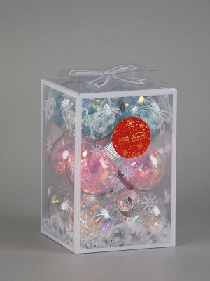 Ёлочные игрушки «Калейдоскоп» волна, шары новогодние, d=6 см, набор 12 шт., МИКС
