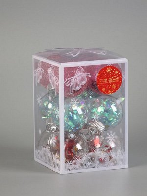 Ёлочные игрушки «Калейдоскоп» сеточка, шары новогодние, d=6 см, набор 12 шт., МИКС
