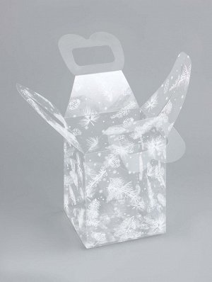 Коробка подарочная новогодняя складная ПВХ «Новогодние веточки» 12x12x15 см